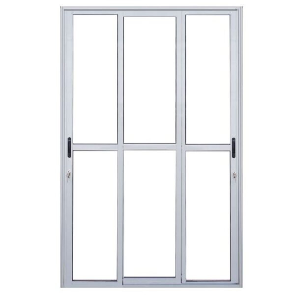 Porta de Correr 3 Folhas com Fechadura Alumínio Branco Premium Lux