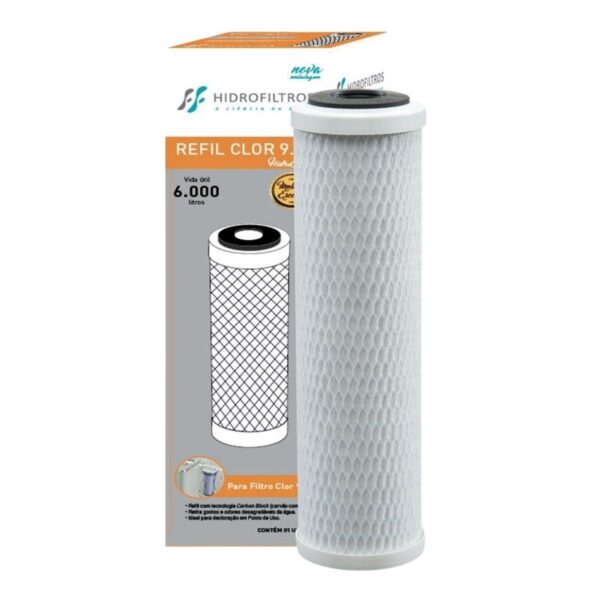 Refil para Filtro Bebedouro Carvão Ativado 9.3/4″ 120L/H Hidrofiltros
