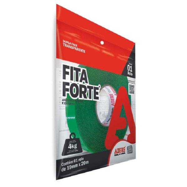 Fita Dupla Face Massa Acrílica Transparente XT100 19mm x 20m Adere