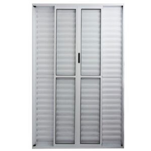 Porta Balcão Veneziana 6 Folhas Vidro Liso Alumínio Branco Proex