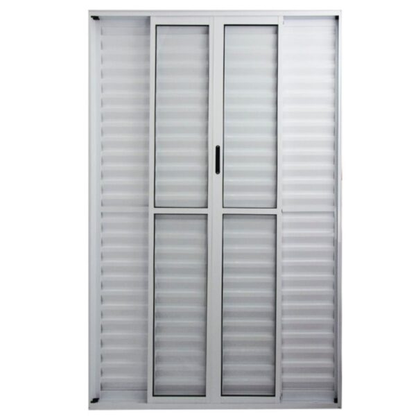 Porta Balcão Veneziana 6 Folhas Vidro Liso Alumínio Branco Proex