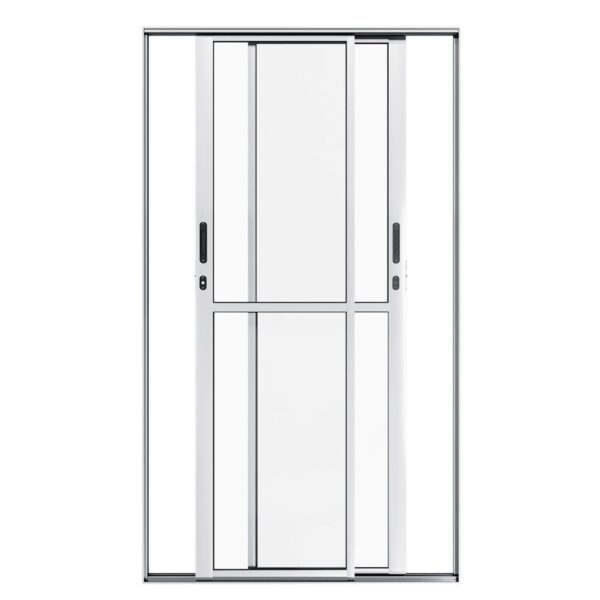 Porta de Correr 2 Folhas Vidro Liso Alumínio Brilhante 210x150cm