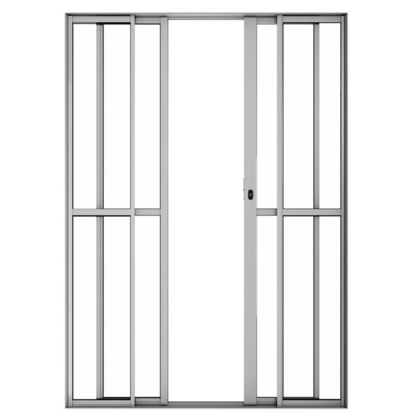 Porta de Correr 4 Folhas Vidro Liso Alumínio Brilhante Proex