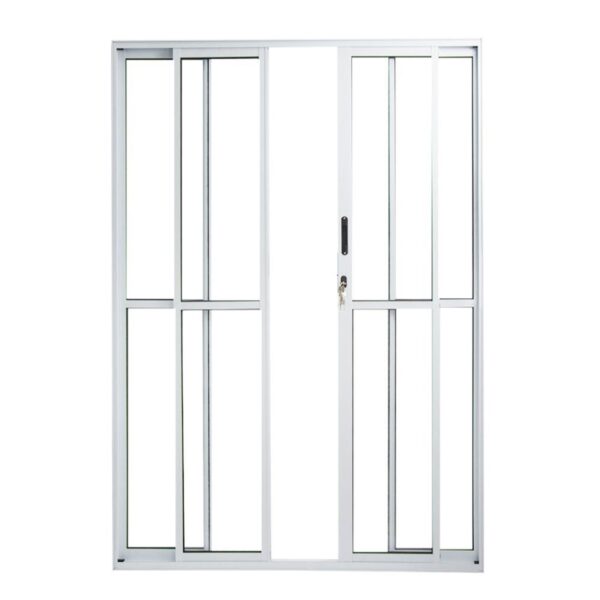 Porta de Correr 4 Folhas Vidro Liso Alumínio Branco Proex