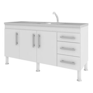 Gabinete para Cozinha Flex Branco 144x80x52cm MDF MGM Móveis
