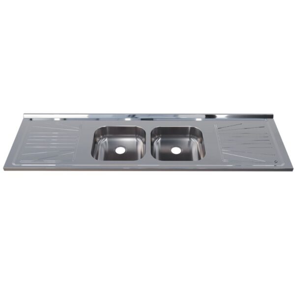 Pia para Cozinha Aço Inox 180x52cm com Cuba Dupla Fabrinox