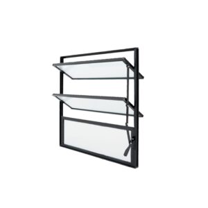 Janela Basculante 3 Folhas Vidro Boreal Alumínio Preto Lux