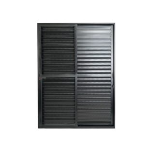 Porta Balcão Veneziana 3 Folhas Vidro Liso Alumínio Preto Lux