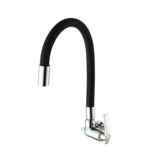 Torneira para Cozinha Parede 1/4V Bica Alta Preto Flexível