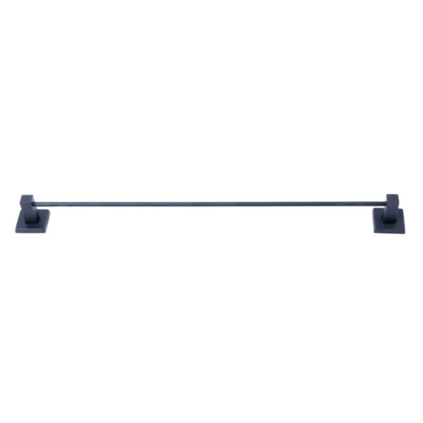 Porta Toalha de Banho Quadra com Barra Reta Preto Fosco