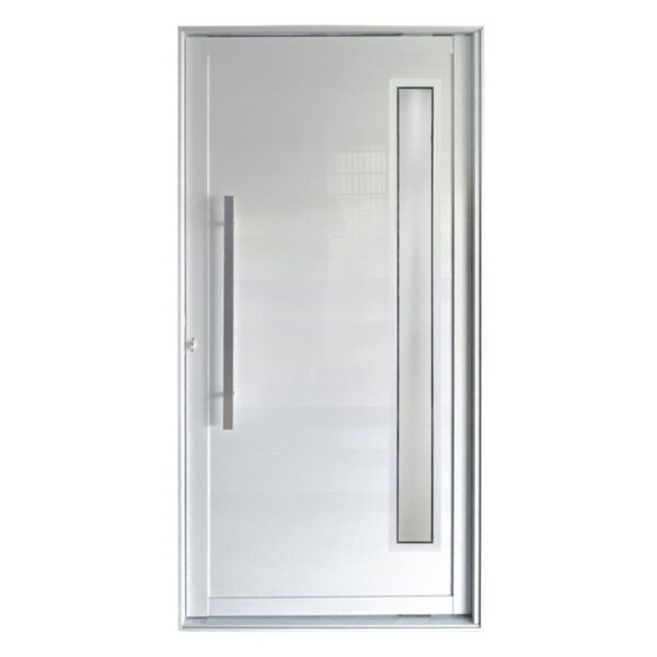 Porta Pivotante Alumínio Branco com Puxador e Visor 210x100cm Proex