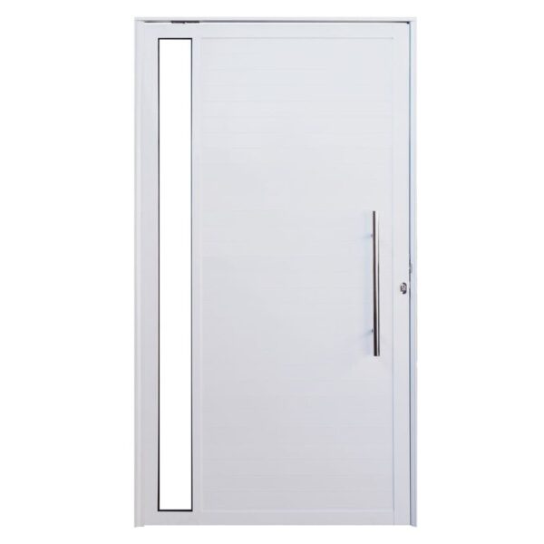 Porta Pivotante Lambril Alumínio Branco com Visor 210x100cm Lux