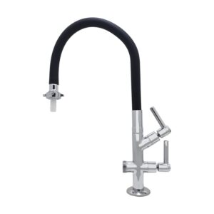 Torneira Tanque/Jardim Mesa Bica Longa Flexível com Bico Preto Bognar