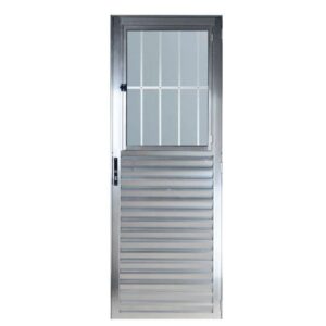 Porta Postigo Alumínio Brilhante Vidro Liso 210x80cm Esquadritop