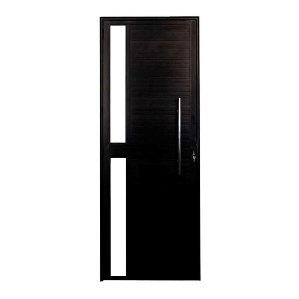Porta Lambril Alumínio Preto com Puxador e Visor 210x80cm Esquadritop