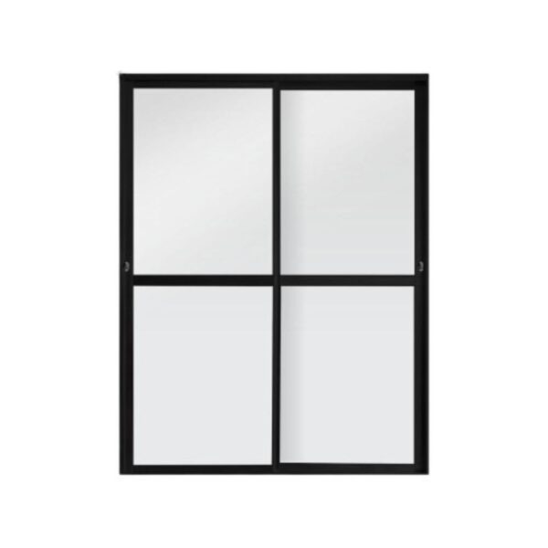 Porta de Correr 2 Folhas Vidro Liso Preto Metalflex