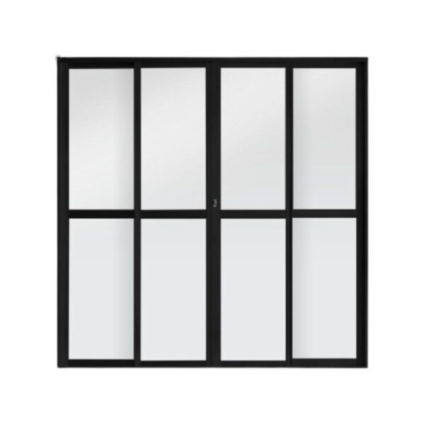 Porta de Correr 4 Folhas Vidro Liso Preto Metalflex