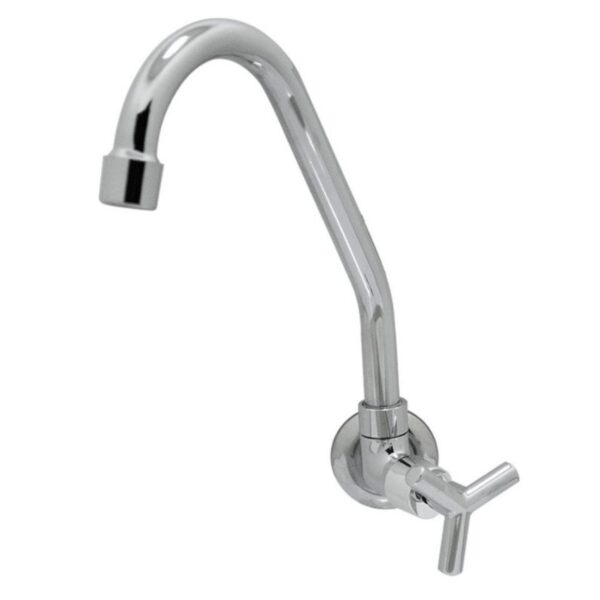 Torneira para Cozinha Parede 1/4V Bica Alta Cromado Fit 1168 C55