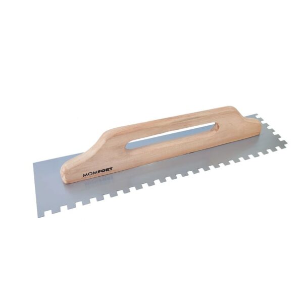 Desempenadeira Aço Dentada p/ Drywall 12x48cm Cabo Madeira Momfort
