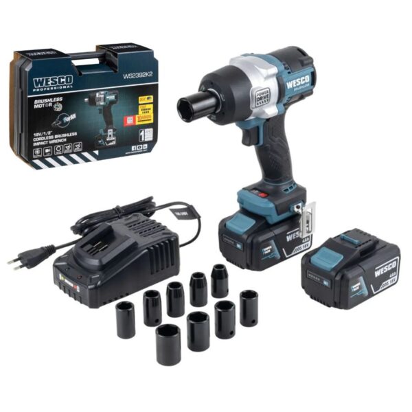 Chave de Impacto 1/2″ 18V 700Nm WS2392K2 2 Baterias 4.0 A.h Wesco