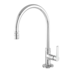 Torneira Coz. Mesa Bica Alta C/Arejador Articulado 1/4 Cristal Cromado