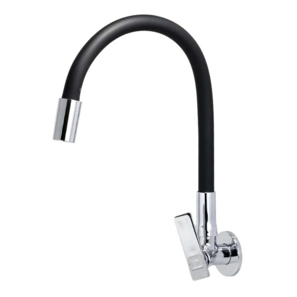 Torneira para Cozinha Parede 1/4V Bica Alta Preto C73 Flexível