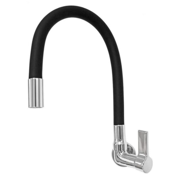 Torneira para Cozinha Parede Bica Alta Preto/Cromada C65 Flexível