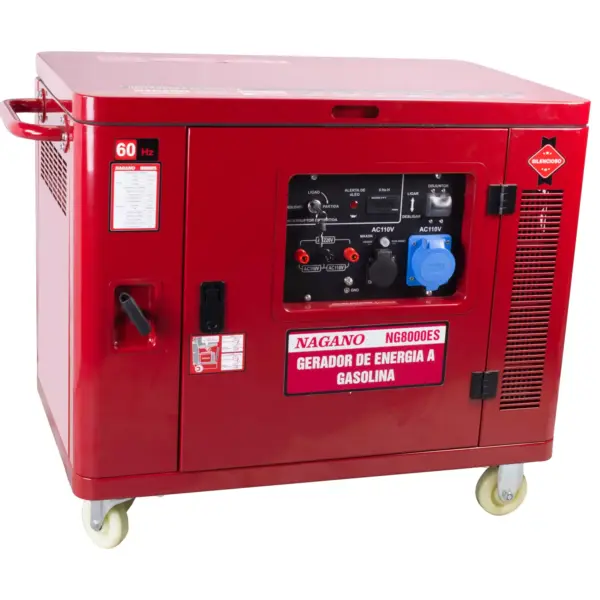 Gerador de Energia a Gasolina 7,5 KVA Silenciado Monofásico 4T 60hz Partida Elétrica 110/220v Motor 16hp – NG8000ES