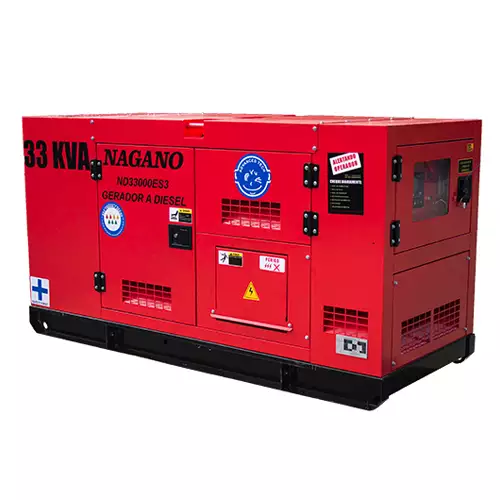 Gerador de Energia a diesel trifásico 33 KVA Partida Elétrica Silenciado Cabinado Motor Nagano – ND33000ES3