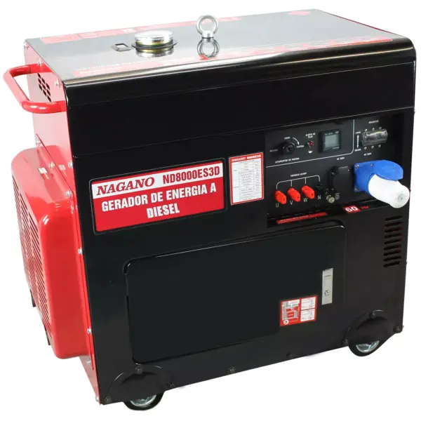 Gerador de Energia Silenciado Trifásico a diesel 7 kVA 4T 60hz Partida Elétrica 220/380v 10.2hp – ND8000ES3D