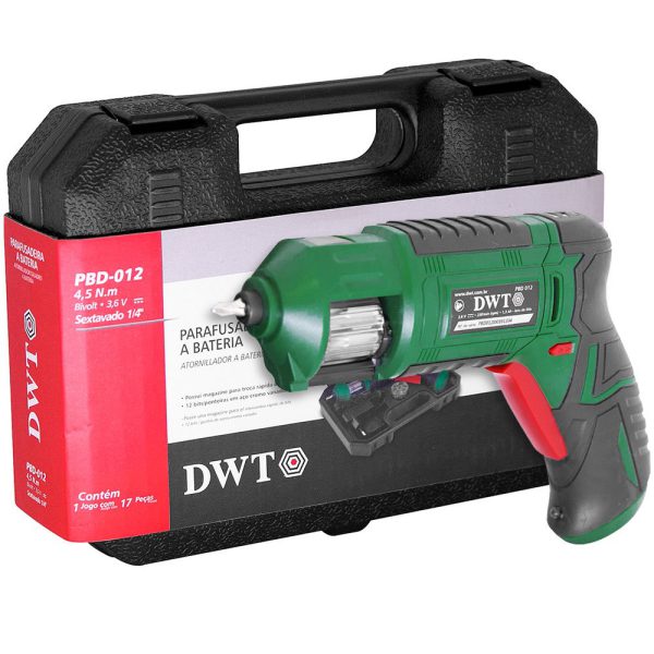 Parafusadeira a Bateria 3,6V 1,3Ah Li-Ion com Carregador Bivolt Maleta e Bits DWT-PBD-012