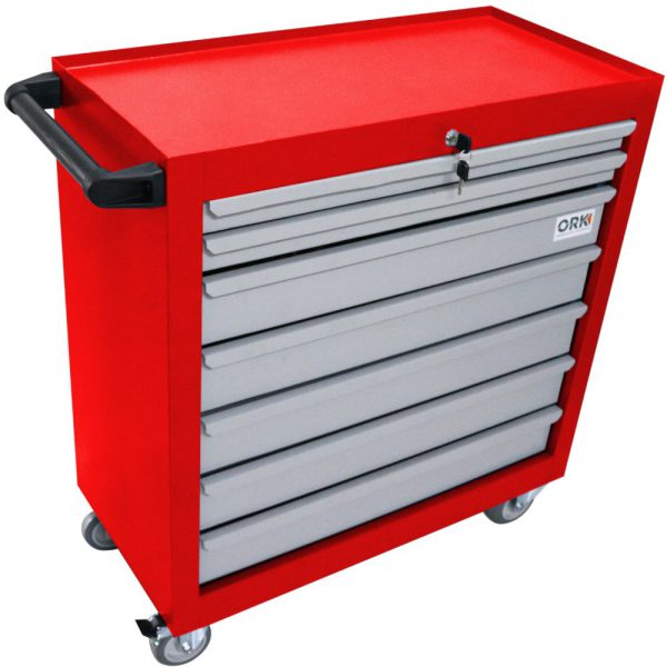 Carrinho para Ferramentas Fechado 07 Gavetas Vermelho ORK-CAR-061