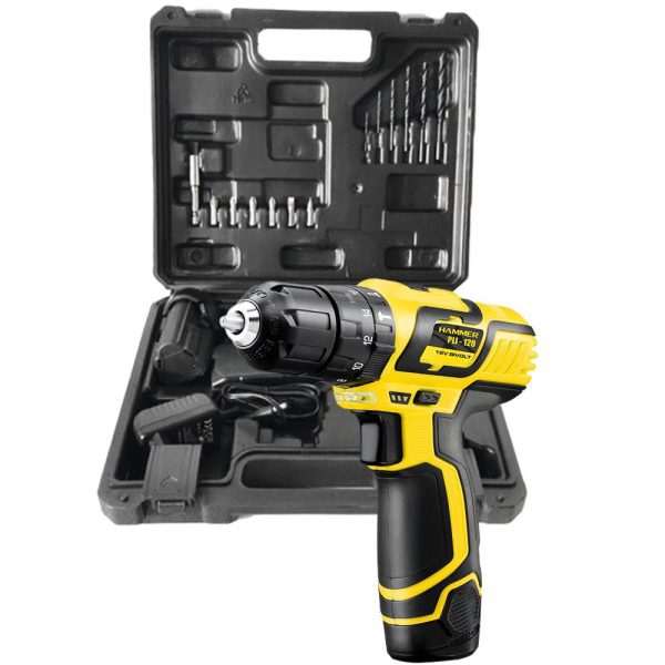Parafusadeira/Furadeira de Impacto a Bateria 12V 3/8 Pol. com 2 Baterias e Maleta HAMMER-GYPLI-120