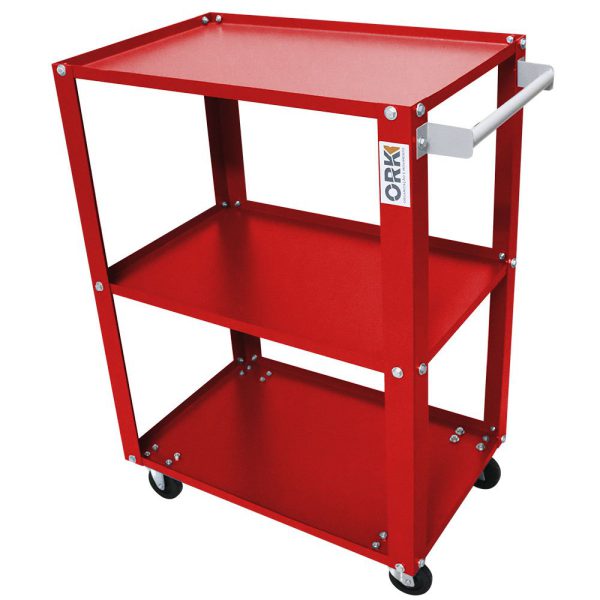 Carrinho de Ferramentas Vermelho Desmontável 3 Prateleiras sem Gavetas ORK-CAR-073