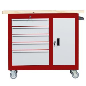 Bancada Móvel 5 Gavetas e 1 Porta com Tampo de Madeira. ORK-CAR-075