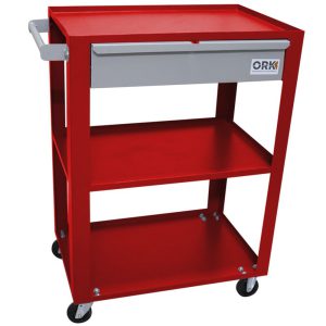 Carrinho de Ferramentas Aberto com 01 Gaveta 03 Prateleiras Vermelho ORK-CAR-071
