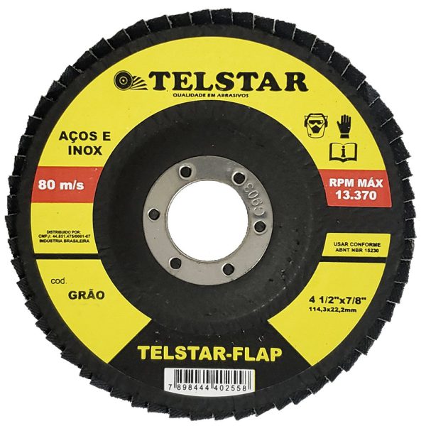 Disco Flap Grão 120 4.1/2 x 7/8 Pol. TELSTAR-310106
