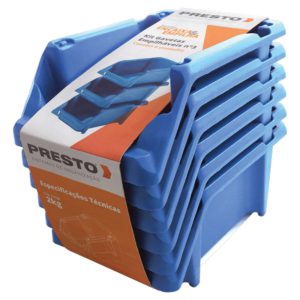 Kit Gavetas Práticas Empilháveis Nr.3 Azul com 6 Unidades PRESTO-42016