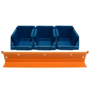 Kit 3 Gavetas Plásticas Nr. 3 Azul com Suporte para Painel de Ferramentas PRESTO-40405