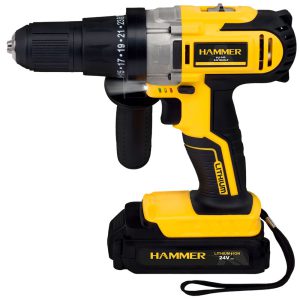 Parafusadeira/Furadeira a Bateria 24V Li-Ion 1/2 Pol. com Maleta e 2 Bat. HAMMER-GYPLI240