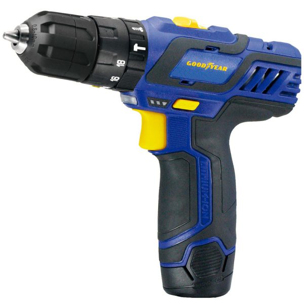 Parafusadeira/Furadeira de Impacto a Bateria 12V com Carregador Bivolt e 2 Baterias GOODYEAR-GYDC192003