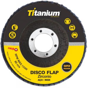 Disco Flap Zircônio 4.1/2 Pol. Grãos 080 TITANIUM-5448