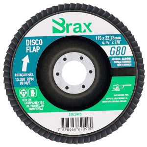 Disco Flap Zircônio 4.1/2 Pol. Grão 80 BRAX-31921