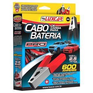 Cabos de Transferência de Carga de Bateria 600A 2,5 Metros com 2 Unidades LUXCAR-1520