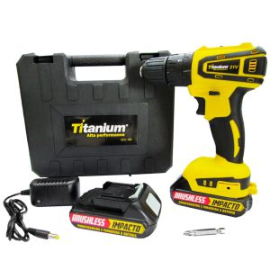 Parafusadeira/Furadeira de Impacto a Bateria 20V Li-Ion Brushless 3/8 Pol. com Carregador 2 Baterias e Maleta TITANIUM-5500