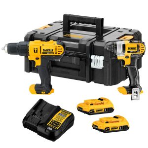 Combo Parafusadeira/Furadeira de Impacto DCD776 + Parafusadeira de Impacto DCF885 a Bateria com Carregador 2 Baterias e Caixa DEWALT-DCK222D2T