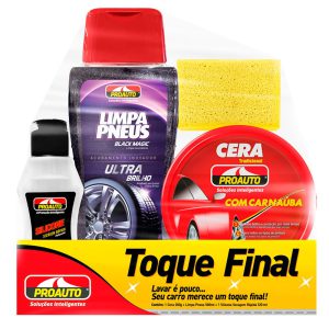 Kit Toque Final com Silicone Limpa Pneus e Cera Pasta PROAUTO-4558