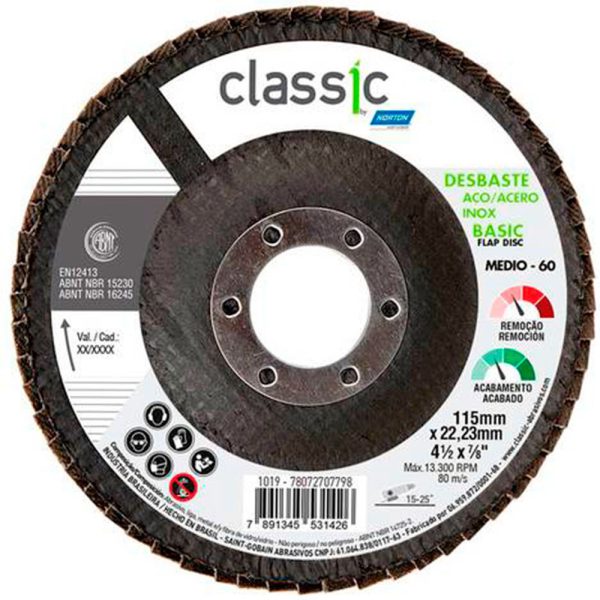 Disco Flap Classic Basic 115mm Grão 60 NORTON-78072707798