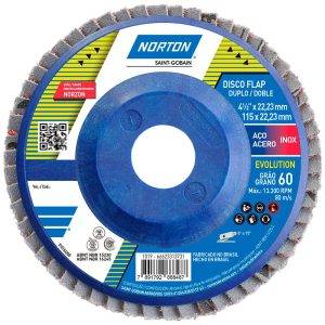 Disco Flap Evolution R822 Grão 60 115×22,23mm NORTON-66623313731