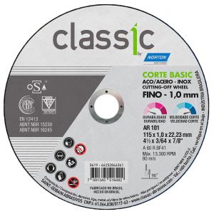 Disco de Corte Classic 115 x 1 x 22,23mm para Metais e Aço NORTON-66252846361